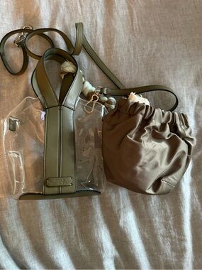 Vince Camuto Olive Clear Crossbody stadium bag.